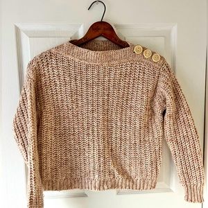 XXS JCREW sweater with shoulder button detailing. Lovely light pink color.